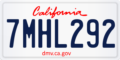 CA license plate 7MHL292