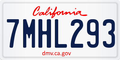CA license plate 7MHL293