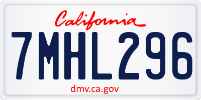 CA license plate 7MHL296