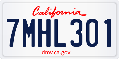 CA license plate 7MHL301