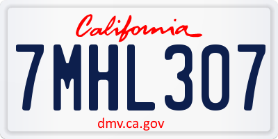 CA license plate 7MHL307