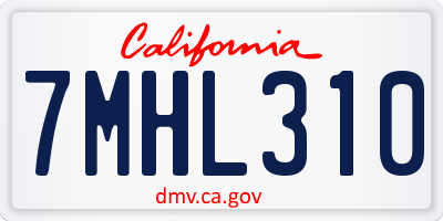 CA license plate 7MHL310