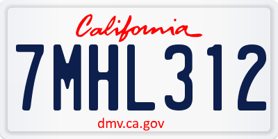 CA license plate 7MHL312