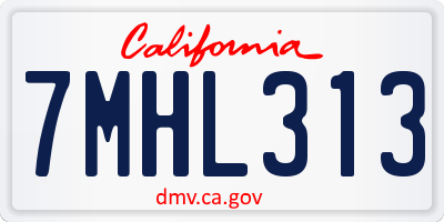 CA license plate 7MHL313