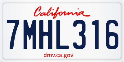 CA license plate 7MHL316