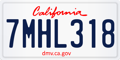 CA license plate 7MHL318