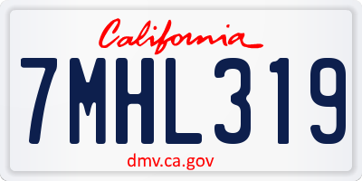 CA license plate 7MHL319