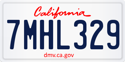 CA license plate 7MHL329