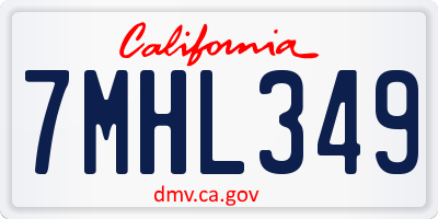 CA license plate 7MHL349