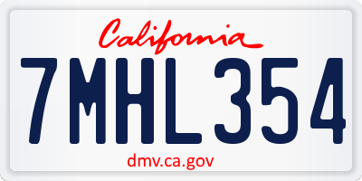CA license plate 7MHL354