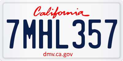 CA license plate 7MHL357