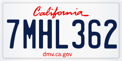 CA license plate 7MHL362