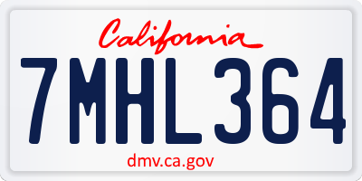CA license plate 7MHL364