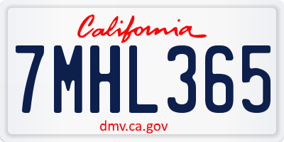 CA license plate 7MHL365
