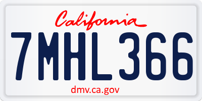 CA license plate 7MHL366