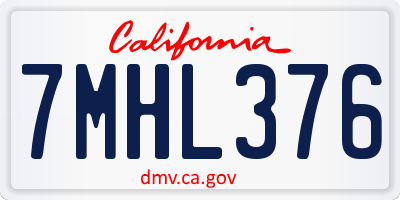 CA license plate 7MHL376