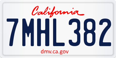 CA license plate 7MHL382