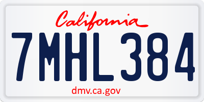 CA license plate 7MHL384