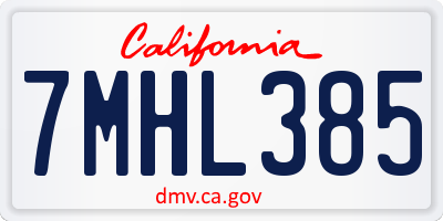 CA license plate 7MHL385