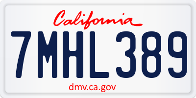 CA license plate 7MHL389