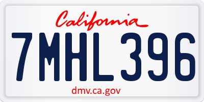 CA license plate 7MHL396