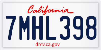 CA license plate 7MHL398