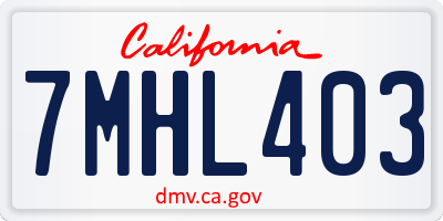 CA license plate 7MHL403