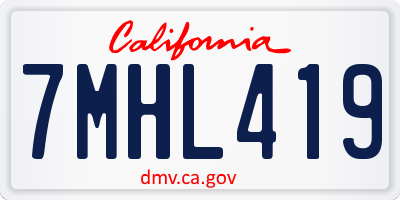 CA license plate 7MHL419