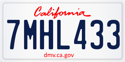 CA license plate 7MHL433