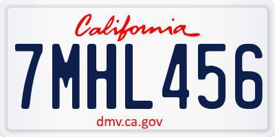 CA license plate 7MHL456