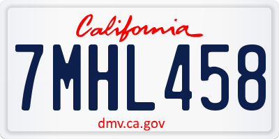 CA license plate 7MHL458
