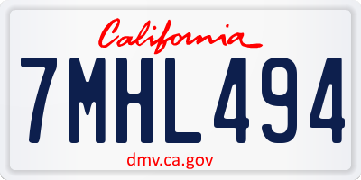 CA license plate 7MHL494
