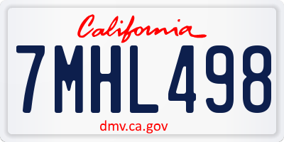 CA license plate 7MHL498