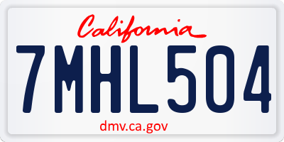 CA license plate 7MHL504