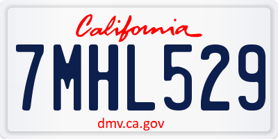 CA license plate 7MHL529