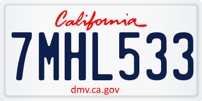 CA license plate 7MHL533
