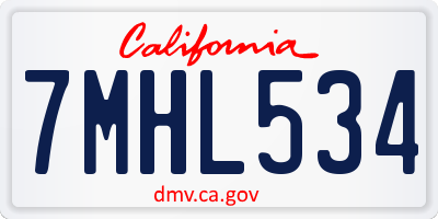CA license plate 7MHL534