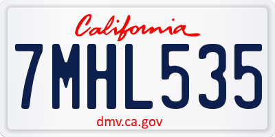 CA license plate 7MHL535