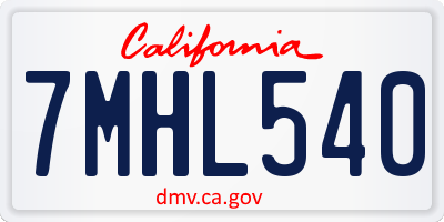 CA license plate 7MHL540