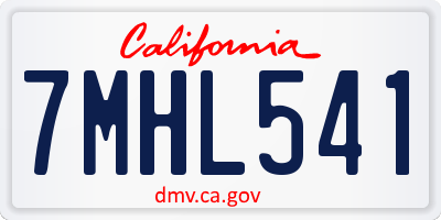 CA license plate 7MHL541