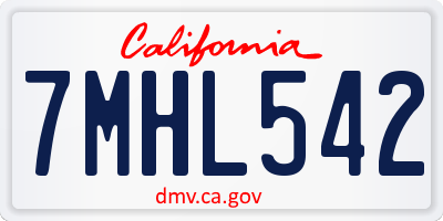 CA license plate 7MHL542