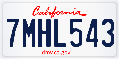 CA license plate 7MHL543