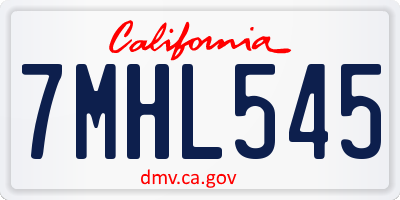 CA license plate 7MHL545