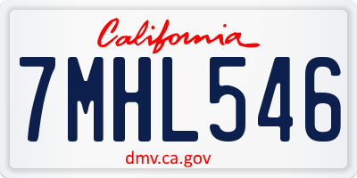 CA license plate 7MHL546
