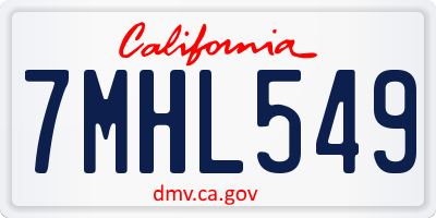 CA license plate 7MHL549