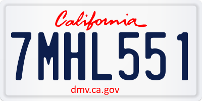 CA license plate 7MHL551