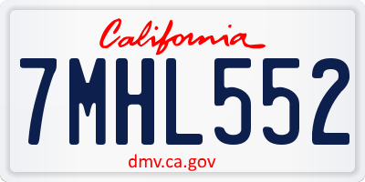 CA license plate 7MHL552