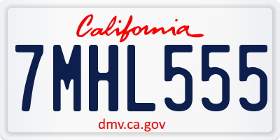 CA license plate 7MHL555