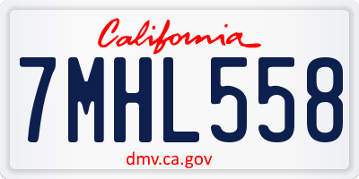 CA license plate 7MHL558