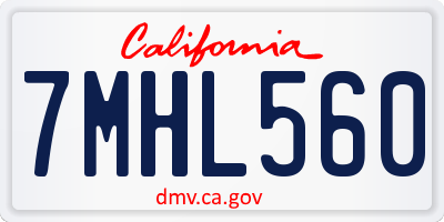 CA license plate 7MHL560